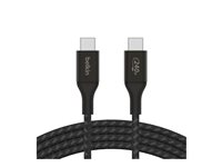 Belkin BoostCharge - USB-kaapeli - 24 pin USB-C (uros) to 24 pin USB-C (uros) - USB 2.0 - 2 m - virransyötön tuki jopa 240 W:n tehoon asti - musta CAB015BT2MBK