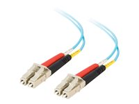 C2G LC-LC 10Gb 50/125 OM3 Duplex Multimode PVC Fiber Optic Cable (LSZH) - Verkkokaapeli - monimuoto LC (uros) to monimuoto LC (uros) - 2 m - kuituoptinen - kaksipuolinen (duplex) - 50 / 125 micron - OM3 - ei sisällä halogeenia - sinivihreä 85550