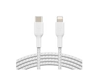 Belkin BOOST CHARGE - Salamakaapeli - 24 pin USB-C uros to Lightning uros - 1 m - valkoinen - USB-virransyöttö (18 W) CAA004BT1MWH