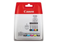 Canon PGI-570/CLI-571 PGBK/BK/C/M/Y Multi Pack - 5 pakettia - musta, keltainen, sinivihreä, magenta - alkuperäinen - kuplapakkaus - mustesäiliö malleihin PIXMA TS5051, TS5053, TS5055, TS6050, TS6051, TS6052, TS8051, TS8052, TS9050, TS9055 0372C004