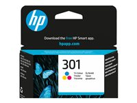 HP 301 - 3 ml - väri (sinivihreä, sinipunainen, keltainen) - alkuperäinen - mustepatruuna malleihin HP DeskJet 1000, 1010, 1050 AiO, 1050A AiO, 1510 AiO, 2000, 2050 AiO, 2050A AiO, 2510 AiO, 2540 AiO, 3000, 3050 AiO, 3050A eAiO, 3510 eAiO series, HP ENVY 4500 eAiO, 5530 eAiO series, HP OfficeJet 2620 AiO, 4630 eAiO series CH562EE#UUS