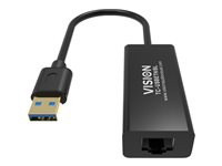 Vision TC-USBETH/BL - Verkkosovitin - USB 2.0 - Gigabit Ethernet x 1 - musta TC-USBETH/BL