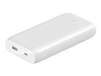 Belkin BoostCharge - Virtapankki - 20000 mAh - 30 watti(a) - Fast Charge, PD - 2 lähtöliittimet (USB, 24 pin USB-C) - valkoinen BPB002BTWT