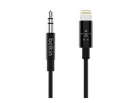 Belkin - Lightning to headphone jack -kaapeli - Lightning uros to mini-phone stereo 3.5 mm uros - 91.4 cm - musta AV10172BT03-BLK