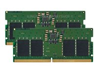 Kingston - DDR5 - pakkaus - 16 Gt: 2 x 8 Gt - 262-nastainen SO-DIMM - 4800 MHz / PC5-38400 - CL40 - 1.1 V - puskuroimaton - non-ECC malleihin Dell Inspiron 16; Precision 34XX, 7770; Lenovo IdeaPad Gaming 3 16; ThinkPad P15v Gen 3 KCP548SS6K2-16