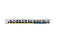 Cisco Catalyst 1300-48MGP-4X - Kytkin - L3 - Hallinnoitu - 48 x 10 Gigabit Ethernet + 4 x 10 Gigabit SFP+ - telineeseen asennettava - PoE+ (370 W) C1300-48MGP-4X