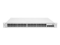 Cisco Meraki Cloud Managed MS350-48LP - Kytkin - L3 - Hallinnoitu - 48 x 10/100/1000 (PoE+) + 4 x 10 Gigabit SFP+ (maa-satelliittiyhteys) - työpöytä, telineeseen asennettava - PoE+ (370 W) MS350-48LP-HW