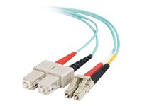 C2G LC-SC 10Gb 50/125 OM3 Duplex Multimode PVC Fiber Optic Cable (LSZH) - Verkkokaapeli - SC (monitila) (uros) to monimuoto LC (uros) - 3 m - kuituoptinen - kaksipuolinen (duplex) - 50 / 125 micron - OM3 - ei sisällä halogeenia - sinivihreä 85533