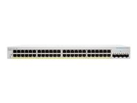 Cisco Business 220 Series CBS220-48FP-4X - Kytkin - smart - 48 x 10/100/1000 (PoE+) + 4 x 10 Gigabit SFP+ (maa-satelliittiyhteys) - telineeseen asennettava - PoE+ (740 W) CBS220-48FP-4X-EU