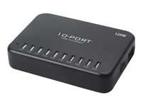 Insmat - Verkkosovitin - 120 watti(a) - 2.4 A - 10 lähtöliittimet (10 x 4 pin USB Type A) - musta 530-9120