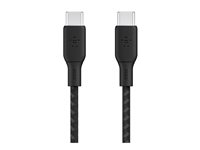 Belkin BoostCharge - USB-kaapeli - 24 pin USB-C (uros) to 24 pin USB-C (uros) - 3 m - musta CAB014BT3MBK