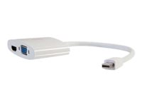 C2G 20cm Mini DisplayPort to HDMI or VGA Adapter Converter 4K UHD - White - Näyttösovitin - Mini DisplayPort uros to HDMI, 15 pin D-Sub (DB-15) naaras - 20.3 cm - suojattu - valkoinen - 4K-tuki 80936