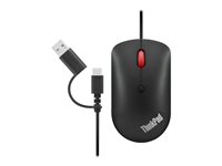 Lenovo ThinkPad Compact - Hiiri - oikea- ja vasenkätiselle - optinen - 4 painiketta - langallinen - USB, USB-C - yönmusta - Alkuperäinen laitevalmistaja (OEM) 4Y51D20850