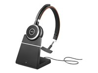 Jabra Evolve 65 SE UC Mono - Kuulokkeet + mikrofoni - korvien päällä - Bluetooth - langaton - USB - sekä latausalusta - optimoitu UC:lle 6593-833-499