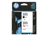 HP 305 - 2 pakettia - musta, väri (sinivihreä, sinipunainen, keltainen) - alkuperäinen - mustepatruuna malleihin Deskjet 23XX, 27XX, 28XX, 41XX, 42XX; DeskJet Plus 41XX; ENVY 60XX, 64XX; ENVY Pro 64XX 6ZD17AE