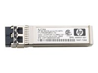 HPE - SFP+ lähetin-vastaanotin-moduuli - 8Gt kuitukanava (LW) malleihin Brocade 16Gb/12, 16Gb/24; HPE 8/24, 8/8, SN6000; StoreFabric SN6500, SN8600B 4-slot AJ717A