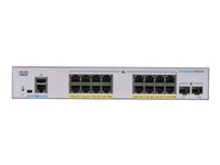 Cisco Business 350 Series CBS350-16FP-2G - Kytkin - L3 - Hallinnoitu - 16 x 10/100/1000 (PoE+) + 2 x Gigabit SFP - telineeseen asennettava - PoE+ (240 W) CBS350-16FP-2G-EU