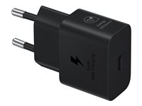 Samsung EP-T2510X - Verkkosovitin - datakaapelilla - 25 watti(a) - 3 A - PD 3.0, PD/PPS, SFC (24 pin USB-C) - johdossa: USB-C - musta EP-T2510XBEGEU