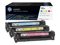 HP 131A - 3 pakettia - keltainen, sinivihreä, magenta - alkuperäinen - LaserJet - väriainekasetti (U0SL1AM) malleihin LaserJet Pro 200 M251n, 200 M251nw, 200 M276nw, MFP M276n, MFP M276nw U0SL1AM